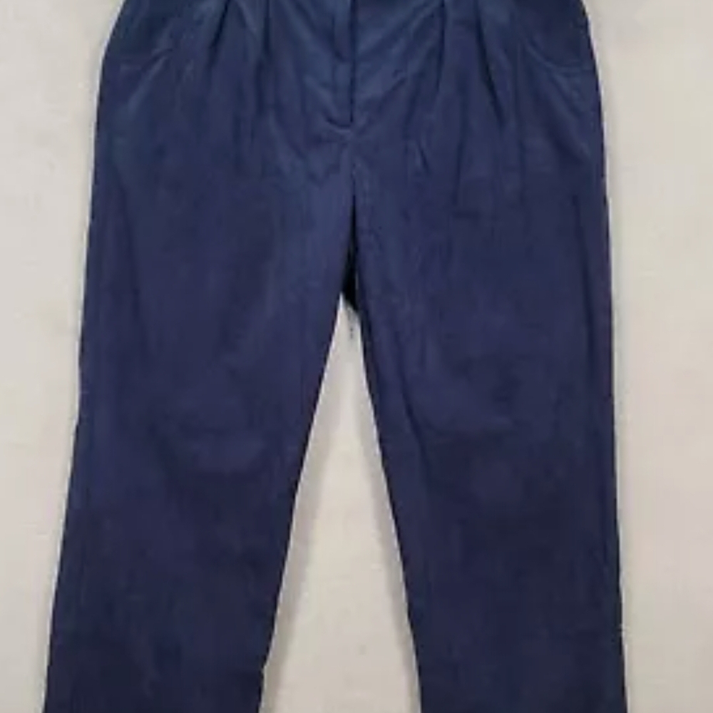 Navy Blue Tailored Trousers with Pleats